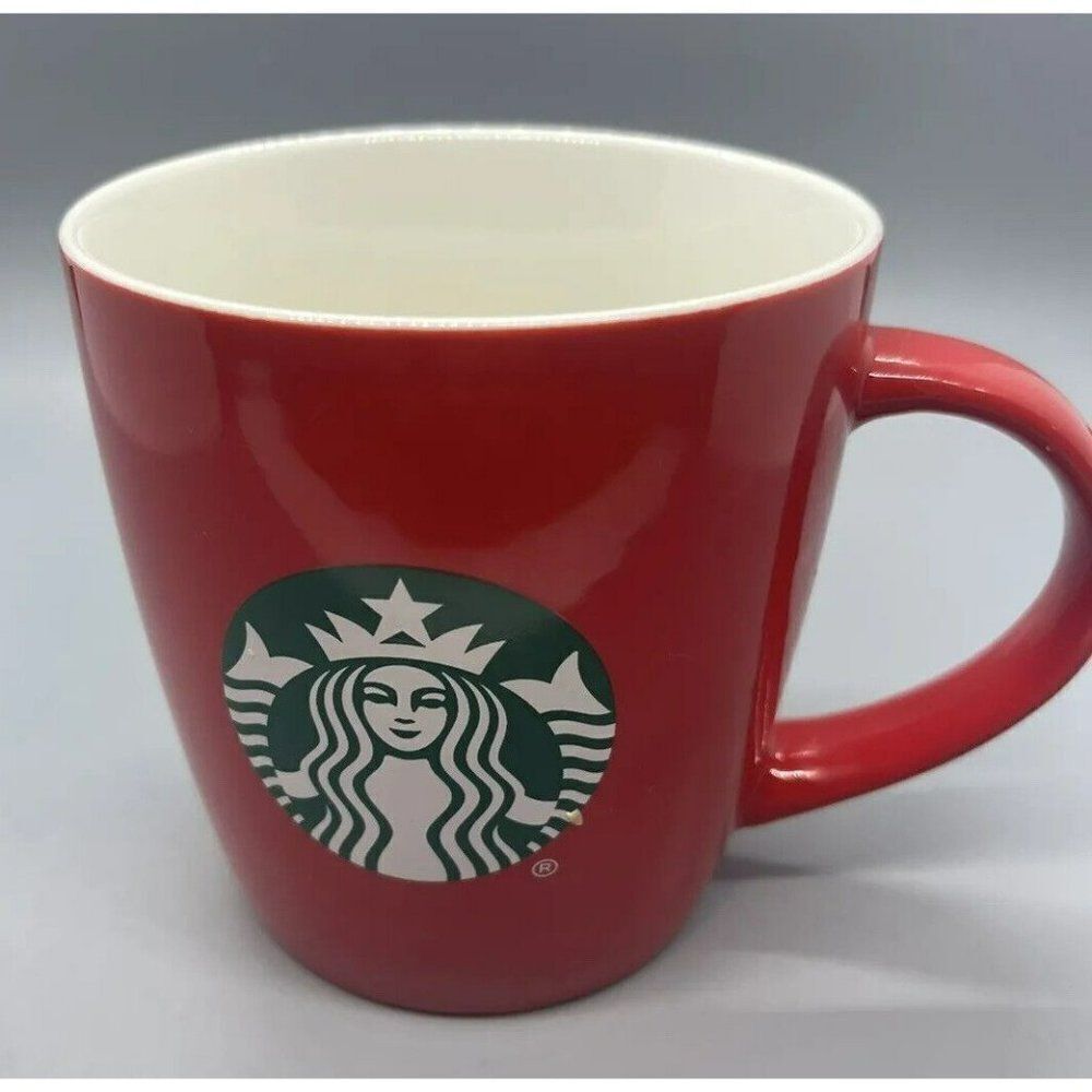 Starbucks‎ Red Ceramic Coffee Mug With Green Siren Logo 2020 12 Oz